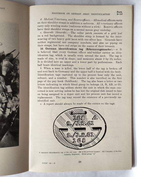 Handbook on German Army Identification 1943 inside