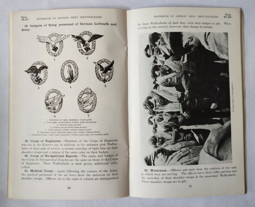 Handbook on German Army Identification 1943 inside