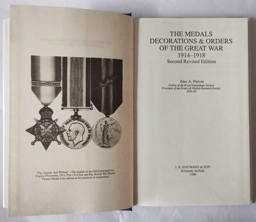 The Medals Decorations &amp; Orders of the Great War 1914-1918  title page