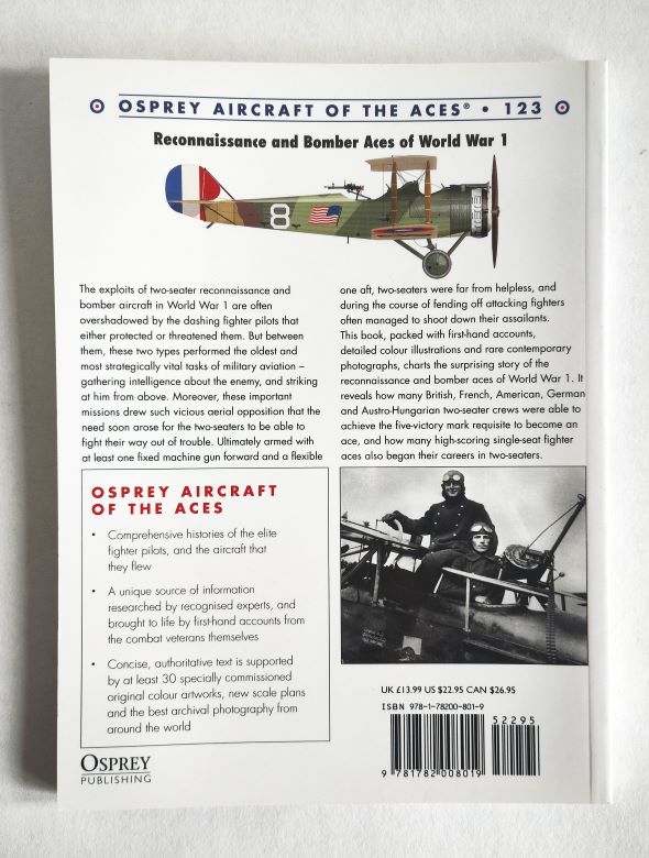 Reconnaissance and Bomber Aces of World War 1 back cover