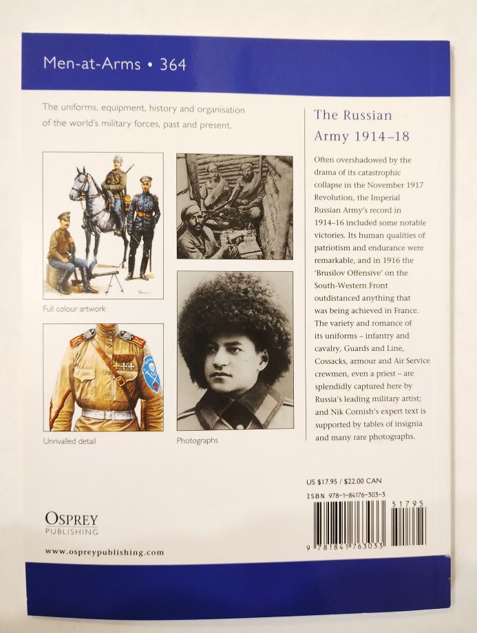 The Russian Army 1914-18 back cover